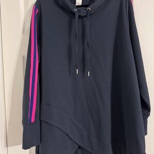 Livi Active Navy Hoodie with Pink Stripes